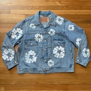 Levi’s x Denim Tear's | Men’s Cotton Wreath Denim Streetwear Trucker Jacket XL